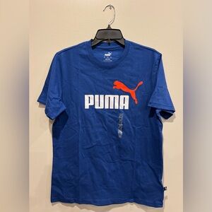PUMA Men's Blue Tee W/ White & Red Logo